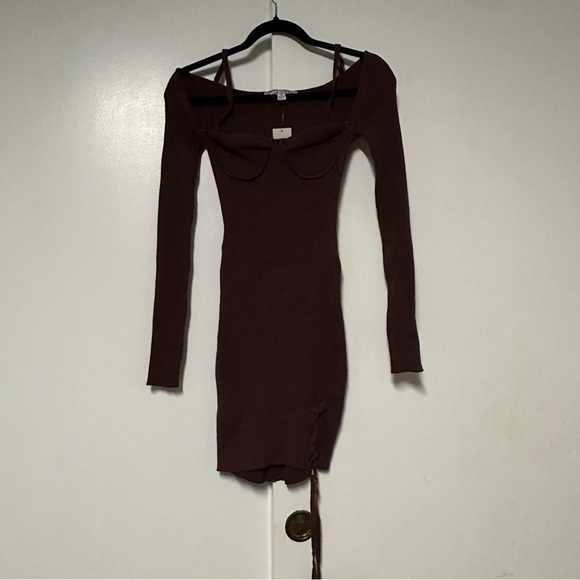NWT Urban Outfitters Brown Jezebel Corset Ribbed Mini Dress Size XS - Picture 3 of 8